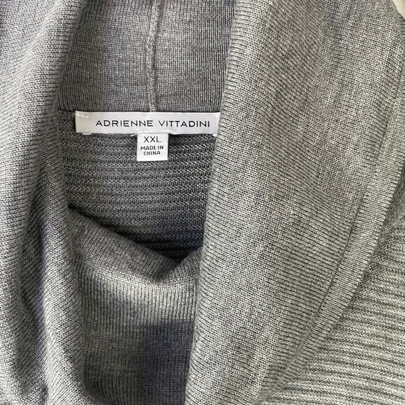 Adrienne Vittadini Steel Heather Gray Cowl Neck Tunic LS Sweater Oversized XXL - Picture 2 of 16